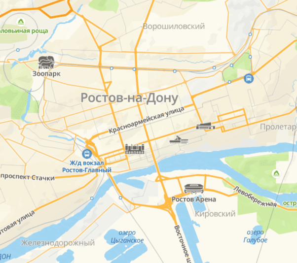 Карта зоны работы трезвого водителя в Ростове-на-Дону